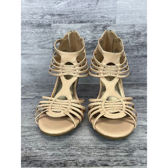 Apt 9 Womens Beige Strappy Open Toe Heeled Sandals Size 7M - Picture 2 of 8